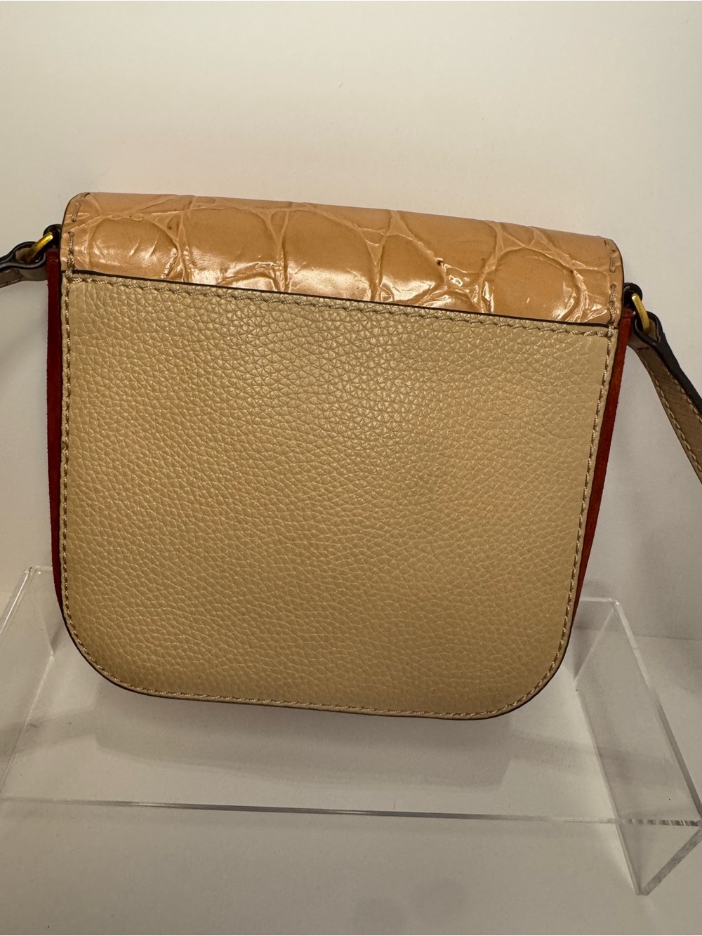 #311 Tory Burch McGraw Embossed Leather & Suede Crossbody Bag - Picture 4 of 16